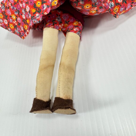 Vintage Fabric Cloth Doll Holding Lamb Southwest Decor Handmade Folk Art - Picture 8 of 11